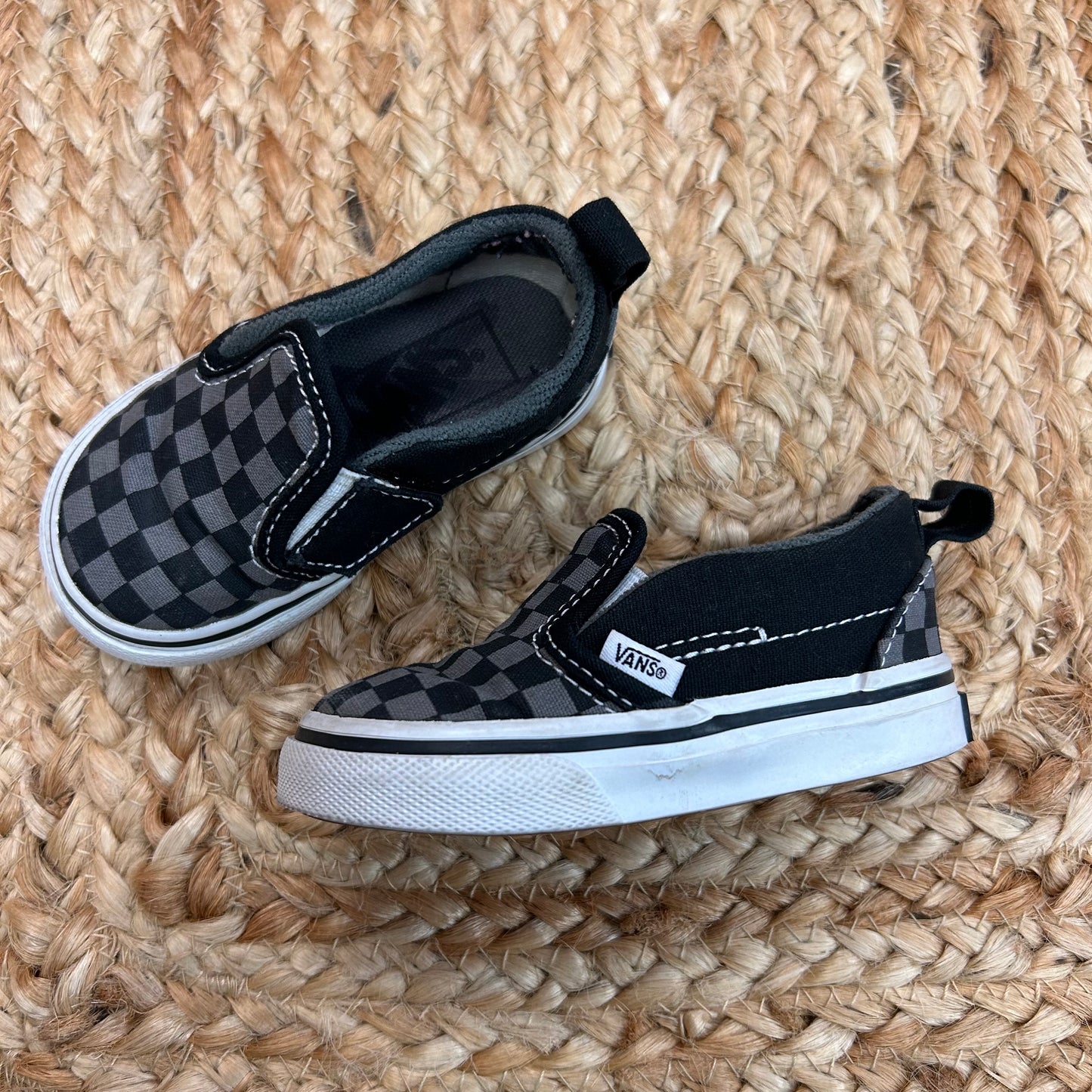 Black Checkered Slip-On Sneakers