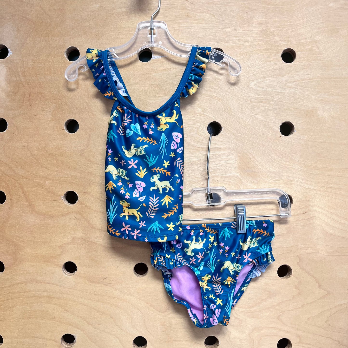 2pc Teal Floral Lion King Swimsuit