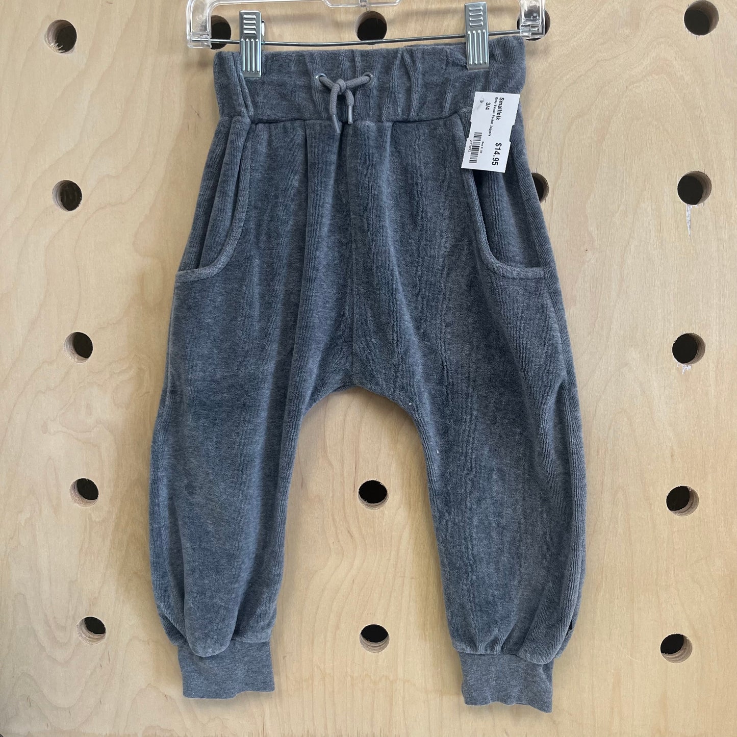 Grey Velour Pocket Joggers