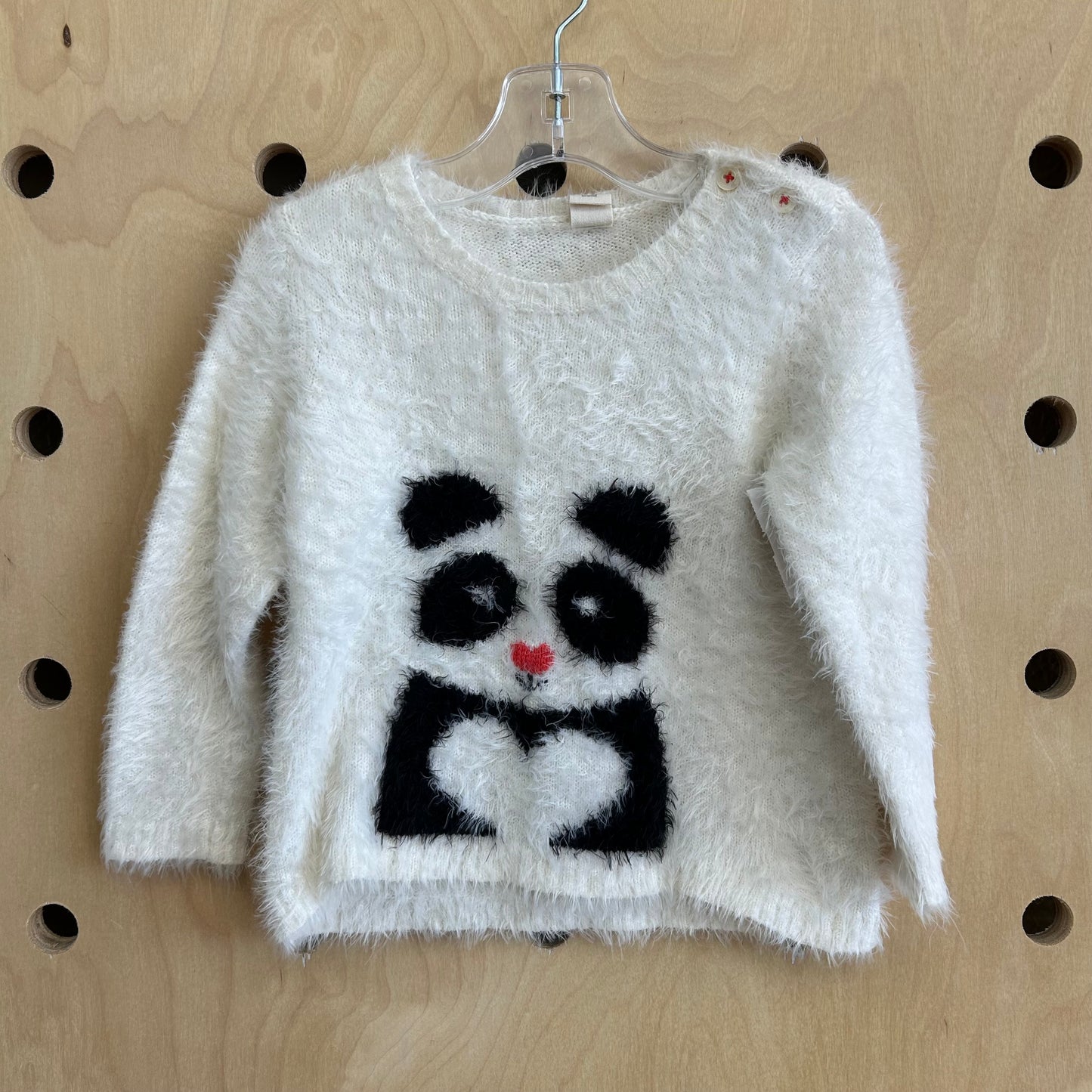 Cream Fuzzy Panda Sweater