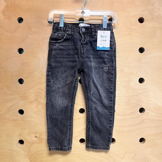 Distressed Black Pull On Denim