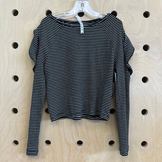 B+W Striped Ruffle Top