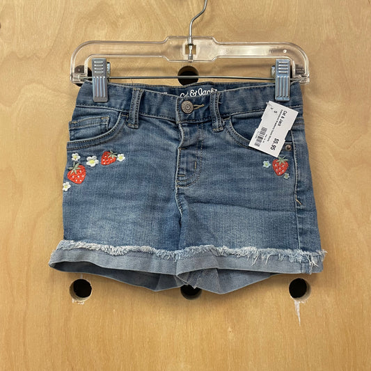 Embroidered Strawberry Denim Shorts