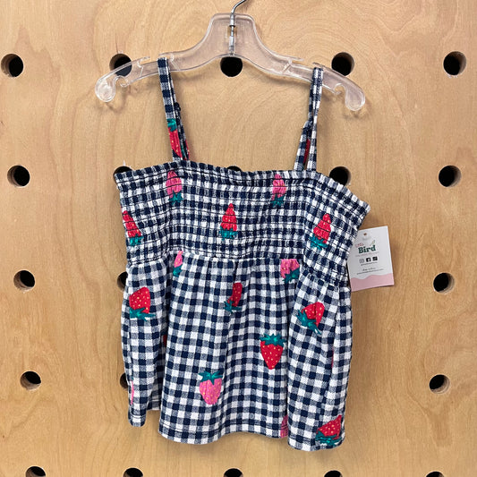 Blue Gingham Strawberry Tank