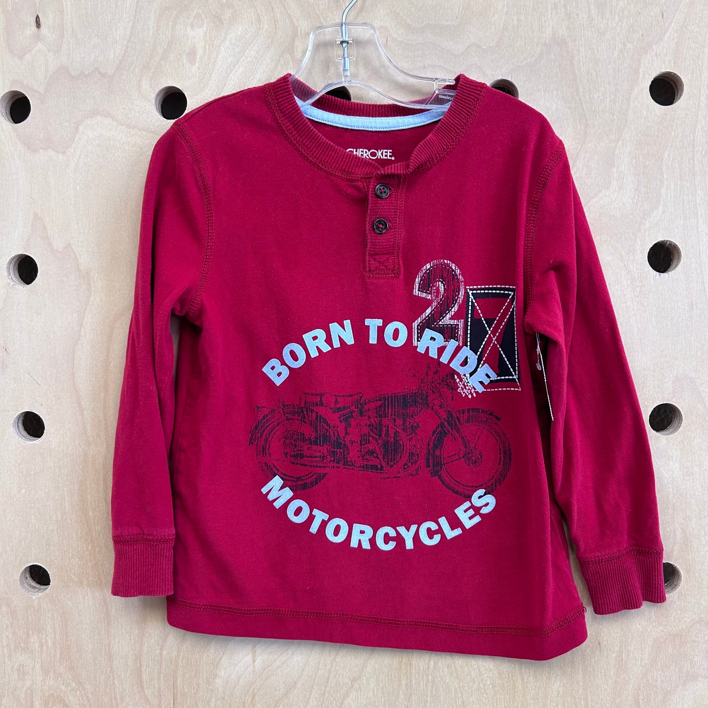 Red Born to Ride LS Henley