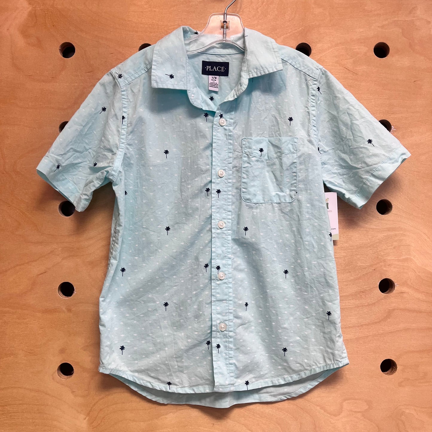 Aqua Palm Trees Button Up