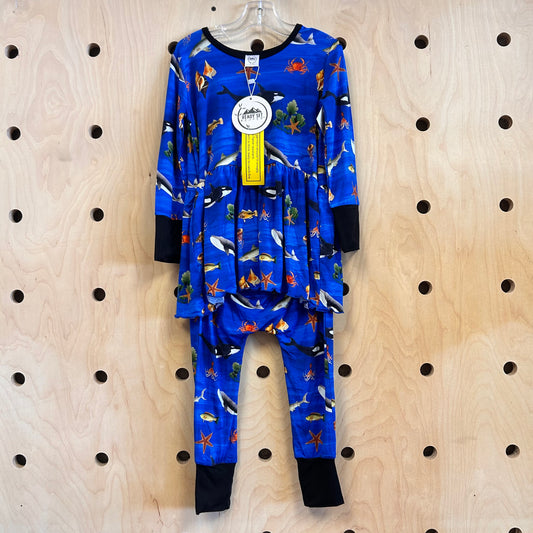 Blue Bamboo Whales Sea Life Romper NEW!