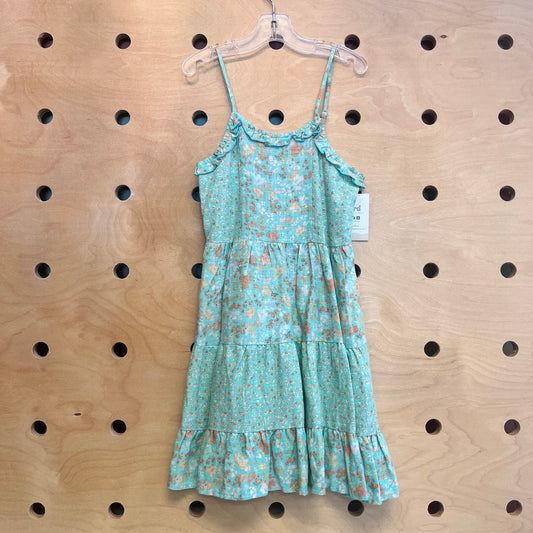 Green/Peach Floral Linen Blend Dress