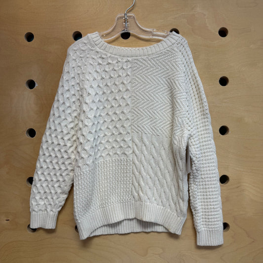 Cream Textured Knit Sweater
