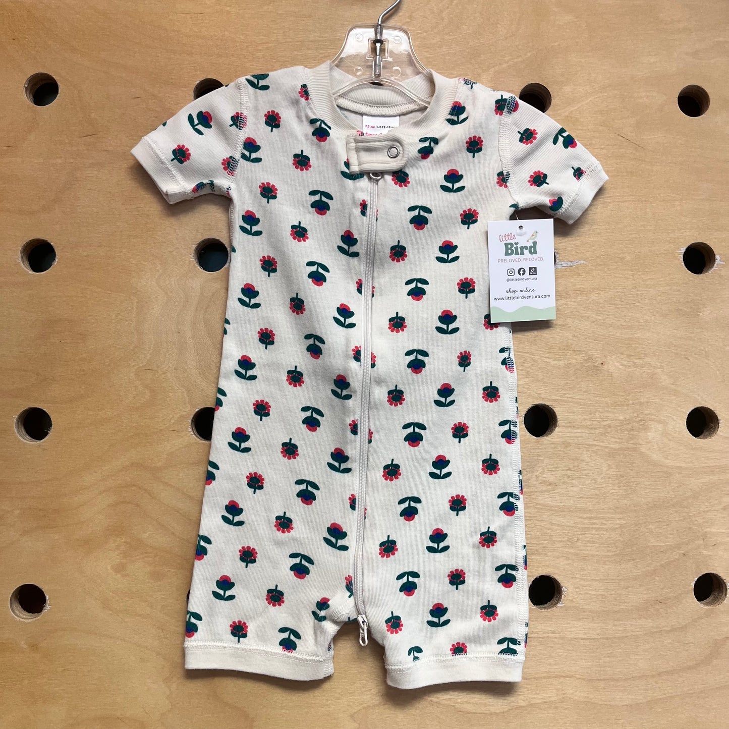 Organic Cream/Green Floral Zippy