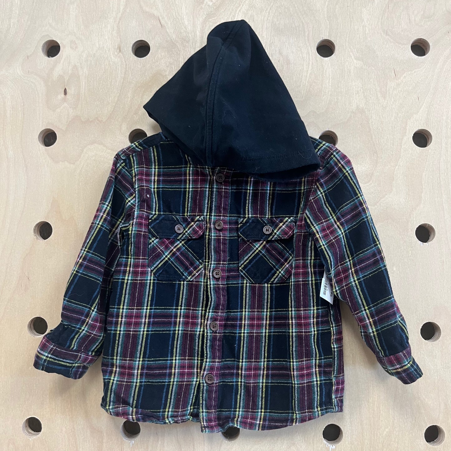 Black Hoodie Plaid Flannel