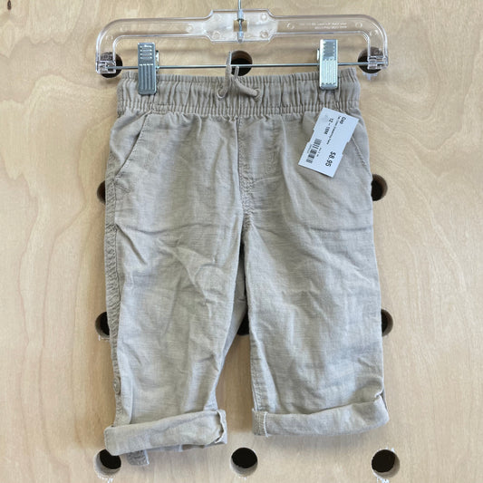 Tan Linen Drawstring Pants