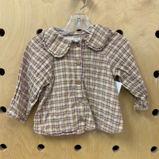 Plaid Wood Button Top