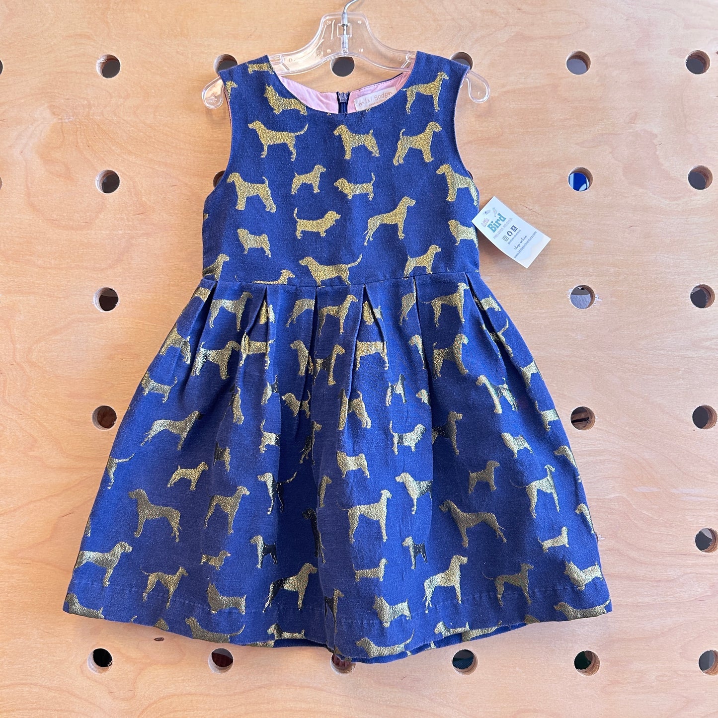 Blue & Gold All Over Dog Print Dress