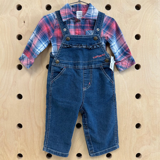 Denim Overalls & Plaid Flannel Outfit