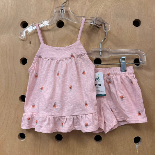 Pink Pineapple Cotton Tank & Shorts