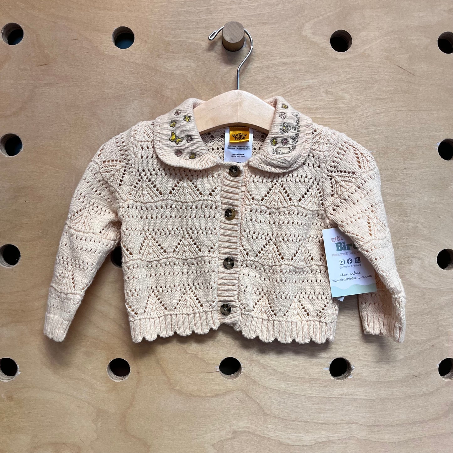 Cream Embroider Winnie Crochet Sweater