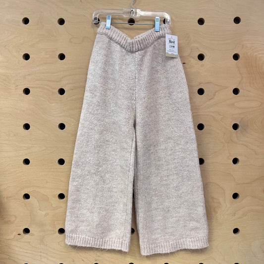 Beige Heathered Wide Leg Knit Pants