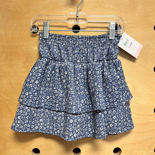 Blue/White Floral Smocked Skirt