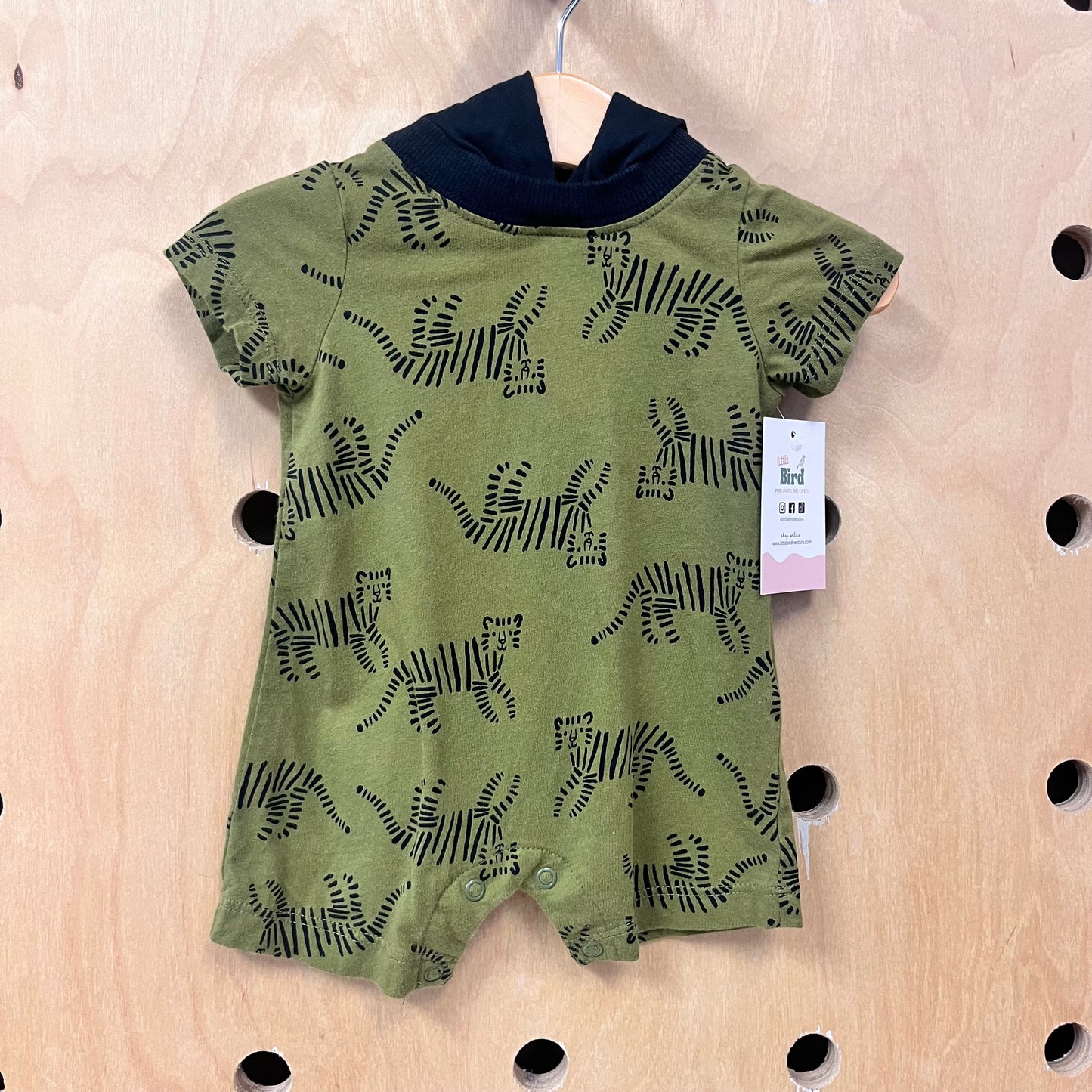 Green + Black Tigers Hoodie Romper