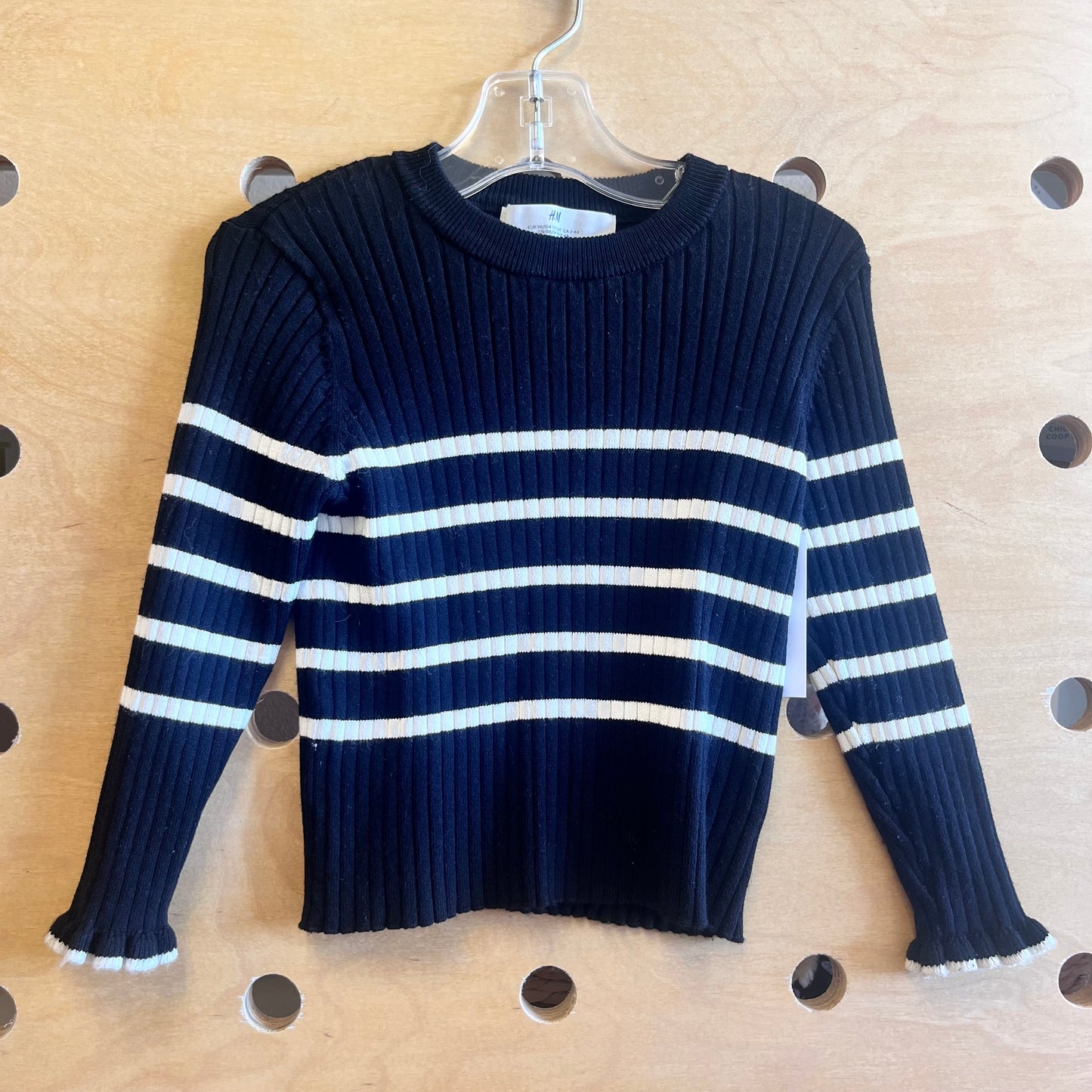 Black/White Striped Ribbed LS