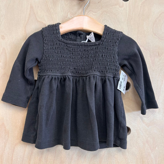 Dark Grey Smocked Top