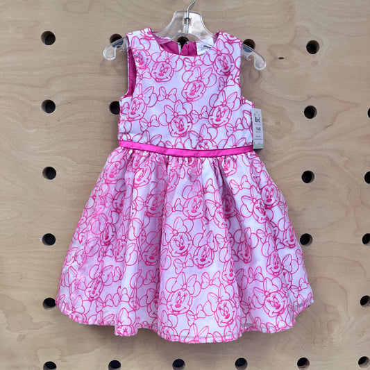 White/Pink Embroidered Minnies Dress