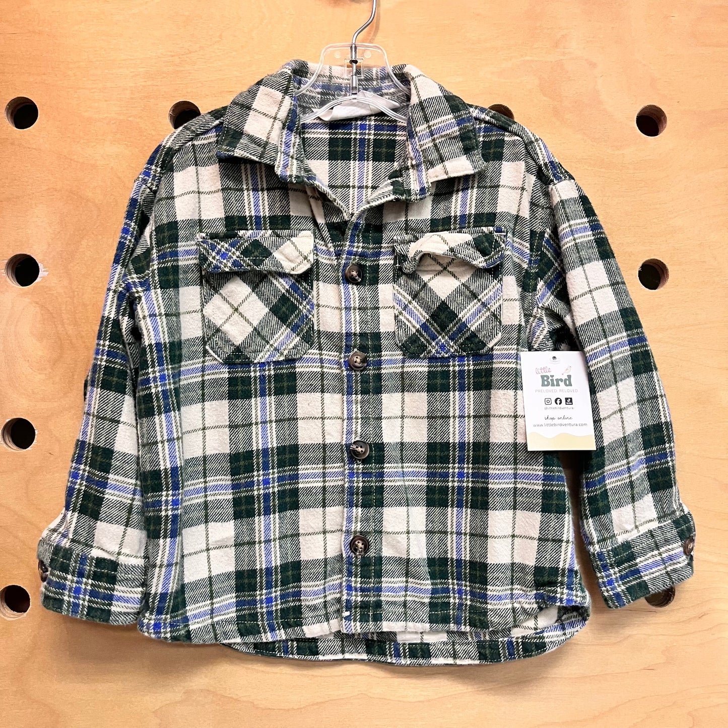 Green/Blue Plaid Button Up