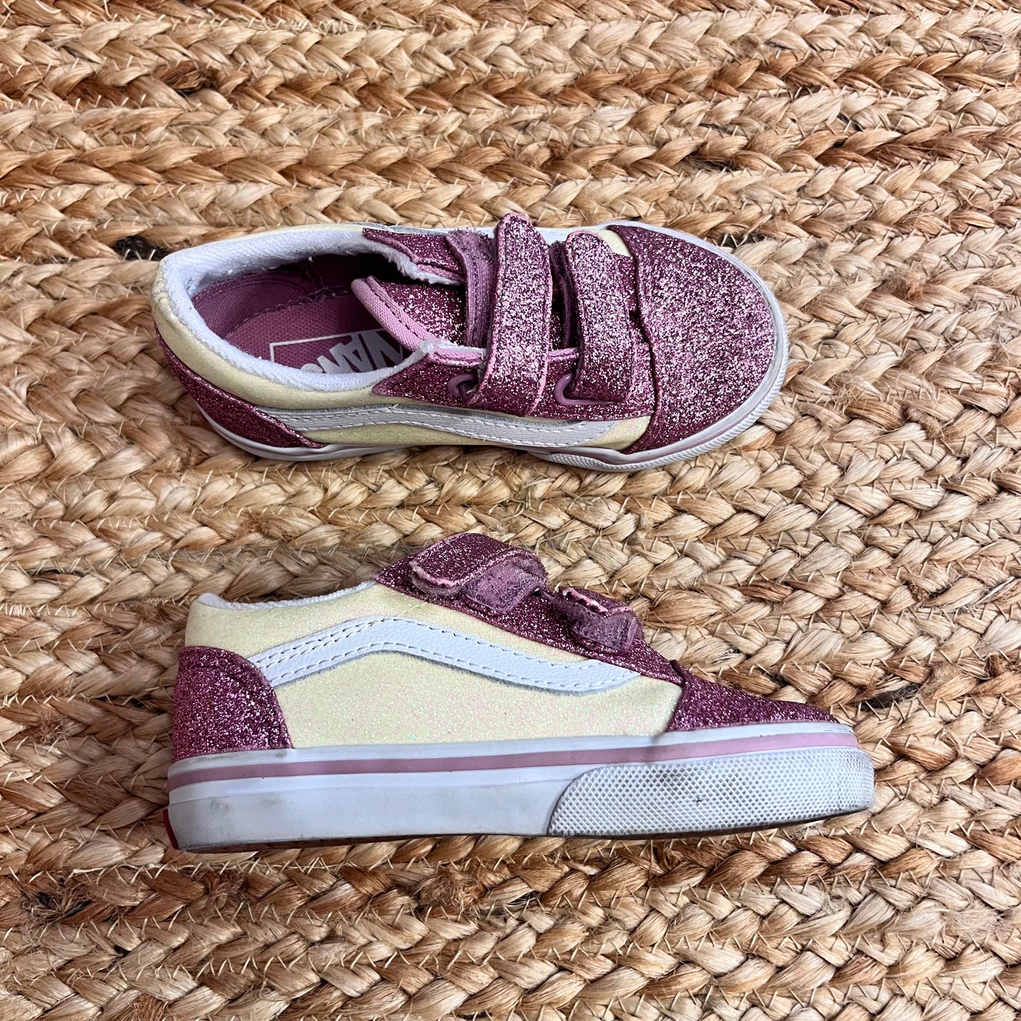 Glitter Pink/Yellow V Sneakers