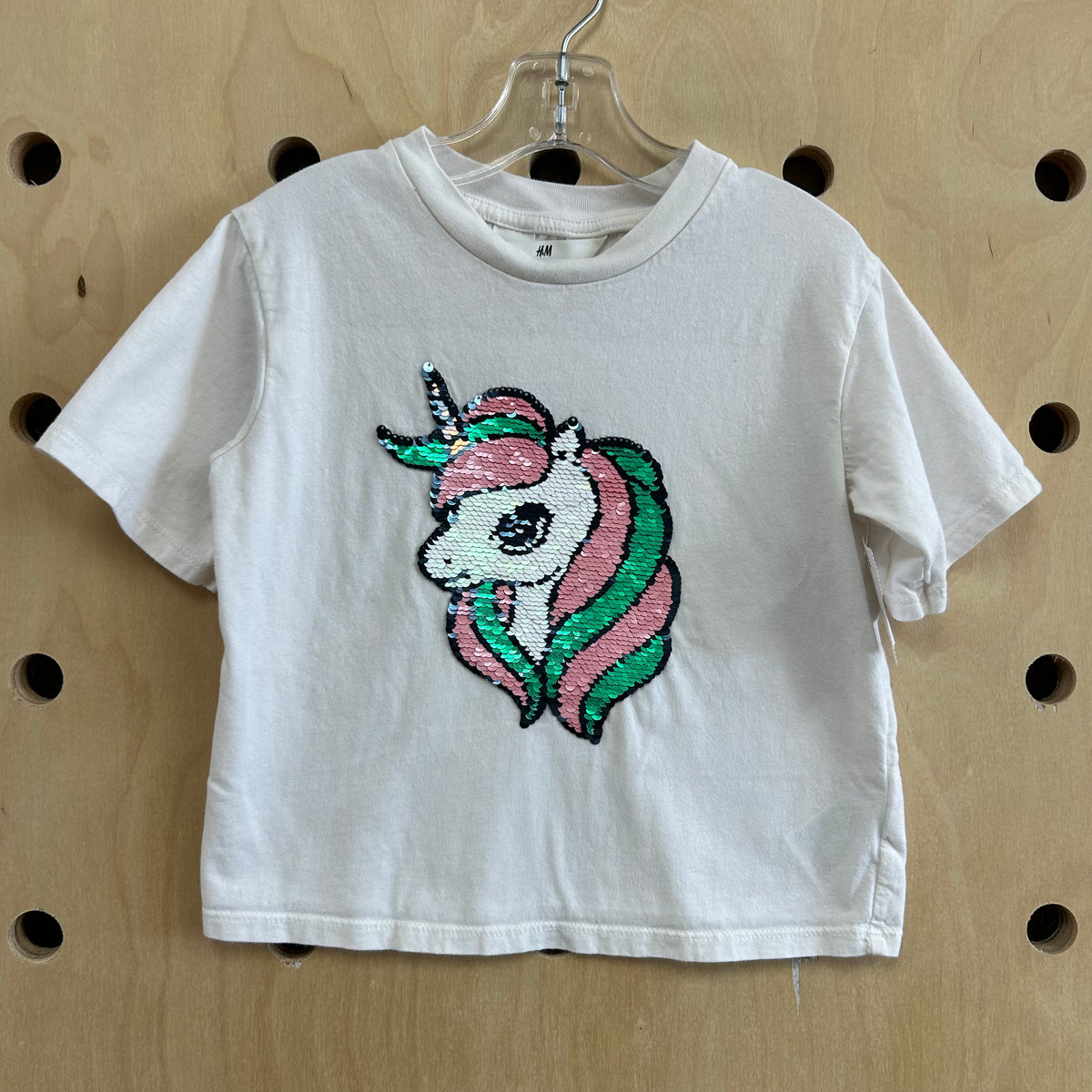 White Unicorn Flip Sequins Top