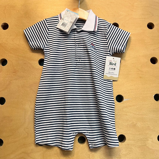Blue Striped Polo Romper NEW!