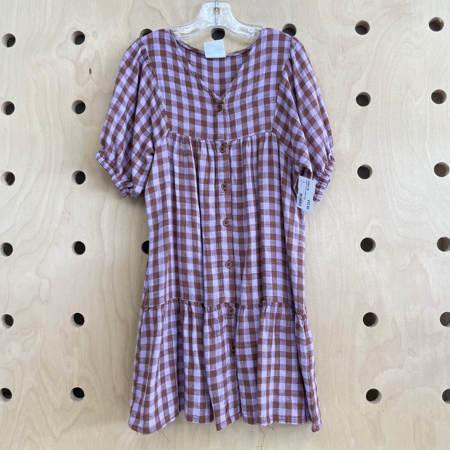 Lavender & Brown Gingham Dress