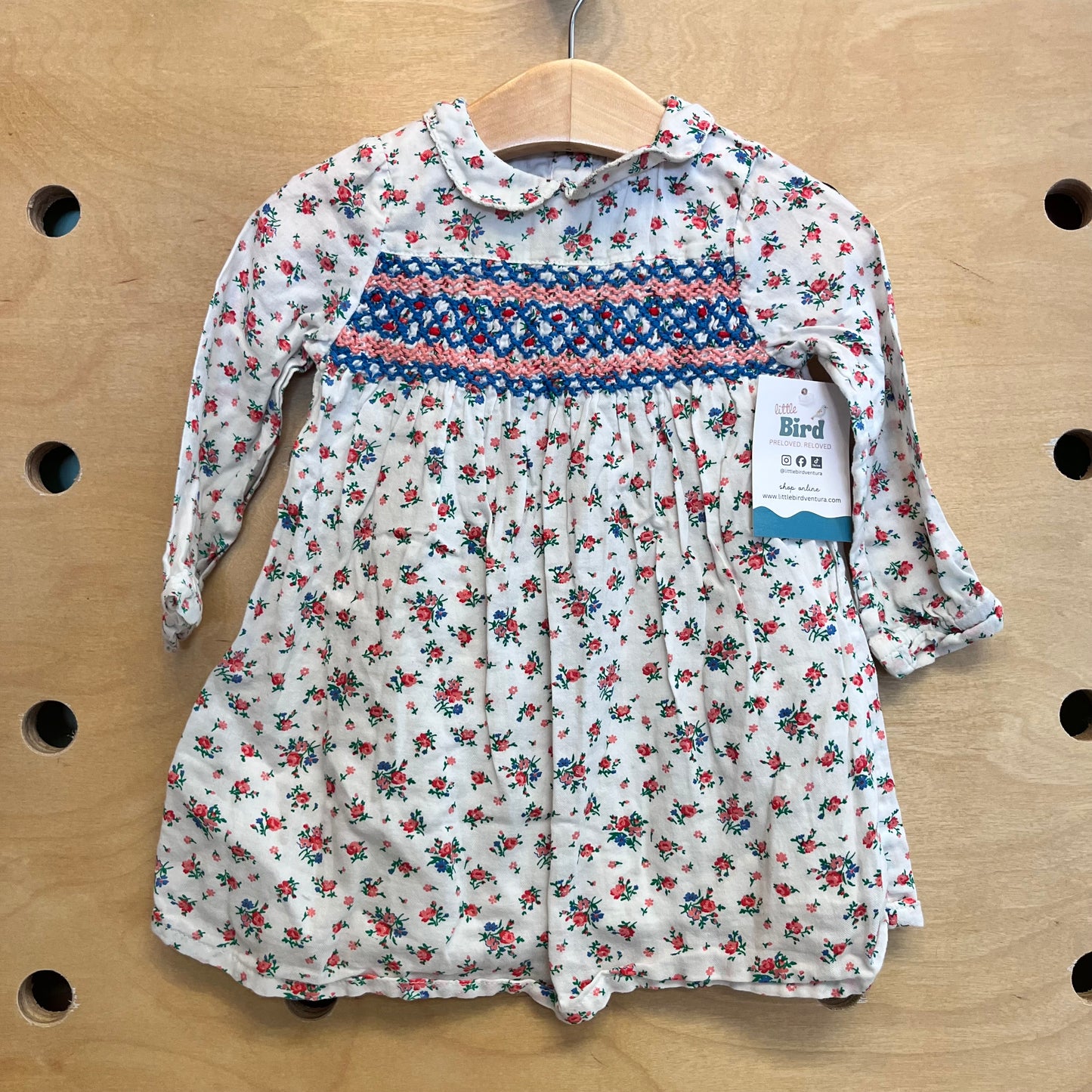 Embroidered Rosette Collar Dress