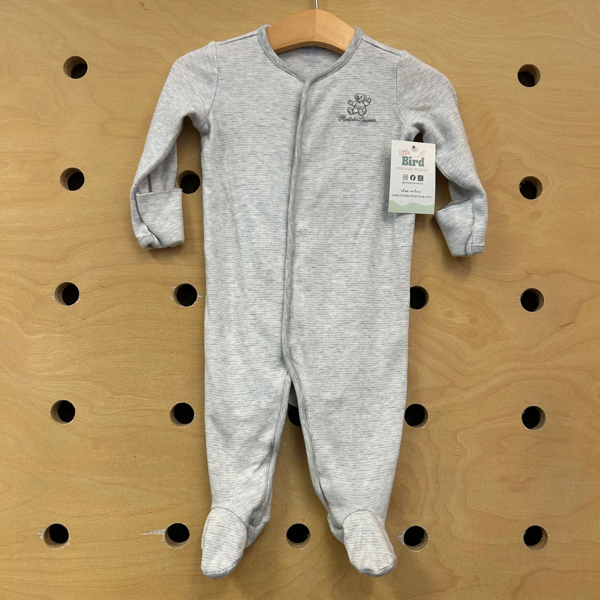 Grey Striped Snap Footies