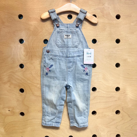 Embroidered Floral Denim Overalls NEW!!