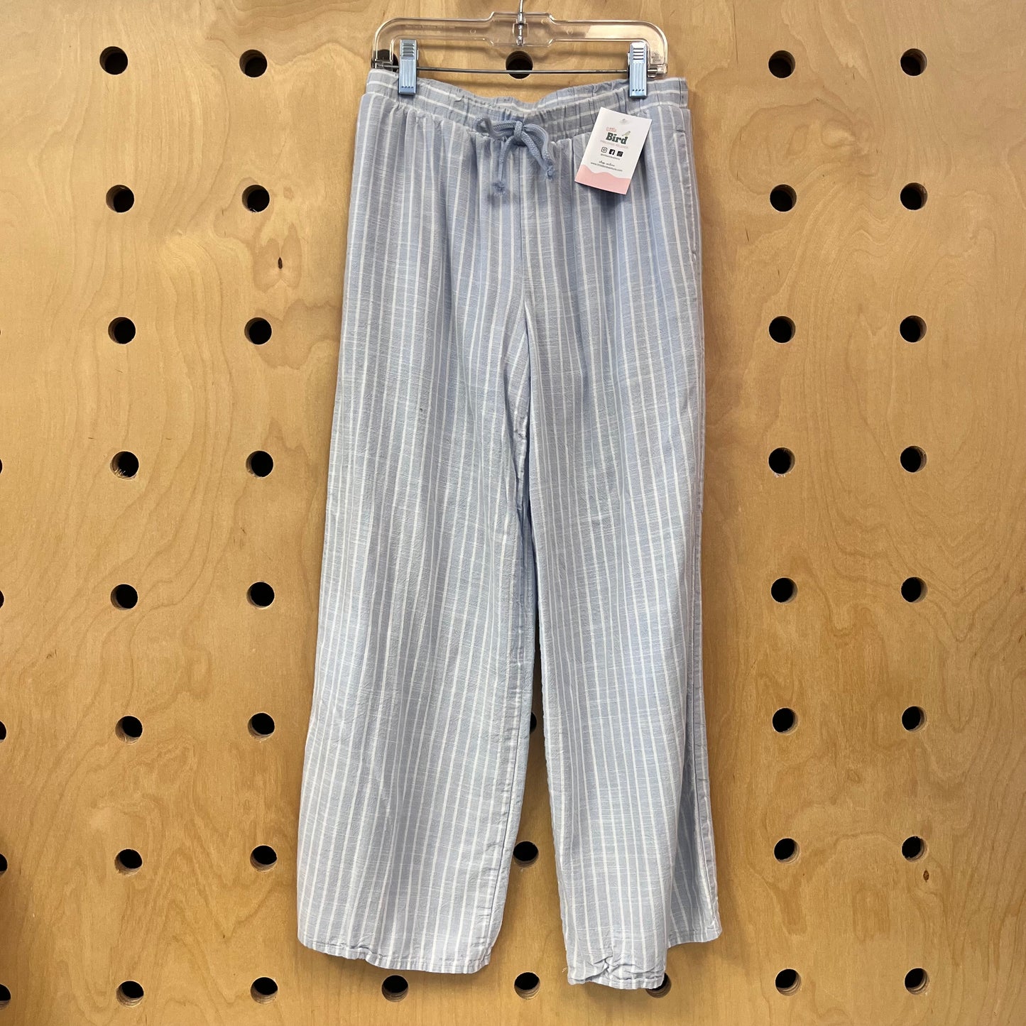 Blue Linen Blend Pants
