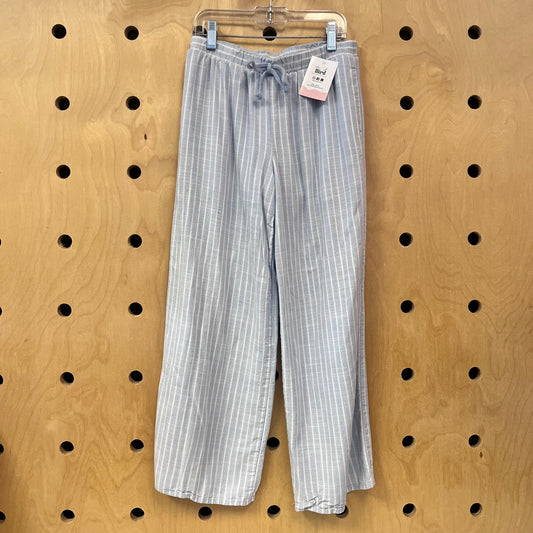 Blue Linen Blend Pants