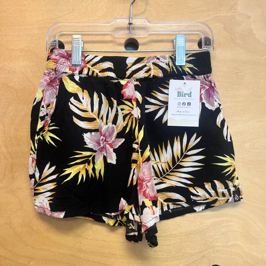 Black Hibiscus Shorts