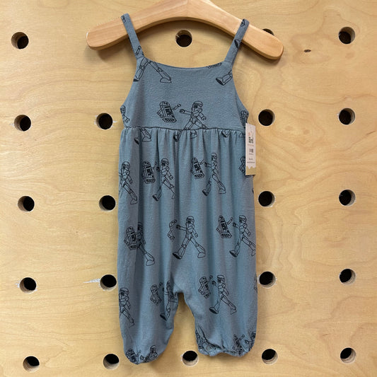 Teal Bamboo Robots Tank Romper