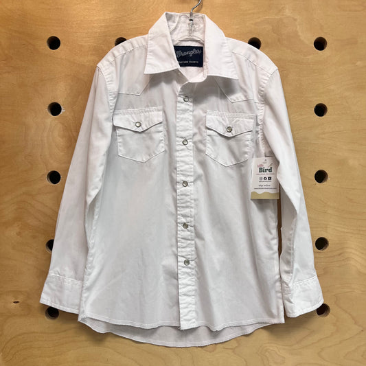White Snap Button Collared LS