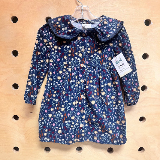 Blue Cord Floral Dress