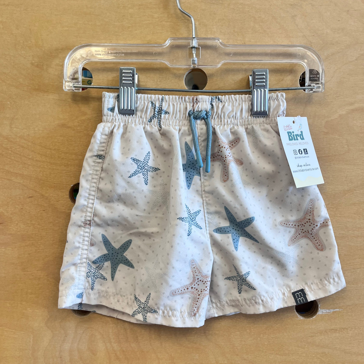 Cream/Blue Star Fish Swim Trunks