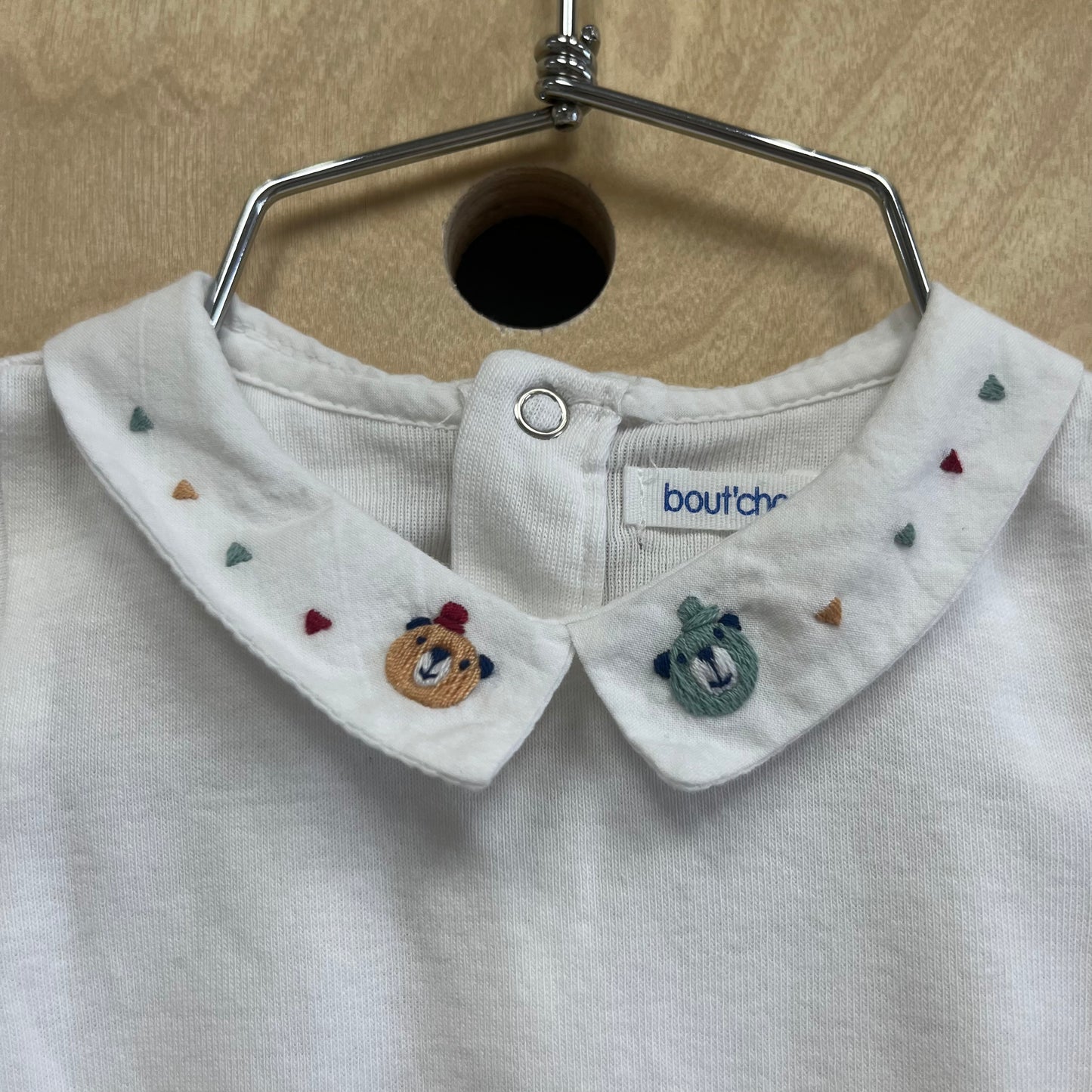 White Bear & Heart Collared Bodysuit