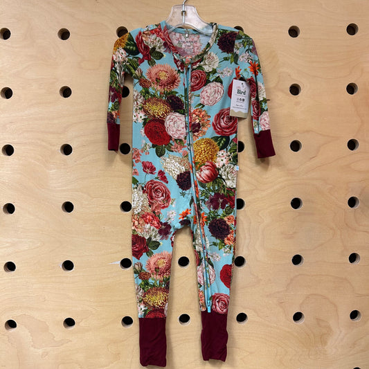 Teal Floral Bamboo Zippy