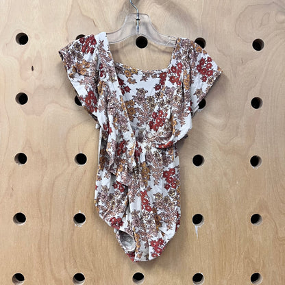 White Floral Bamboo Crossback Romper