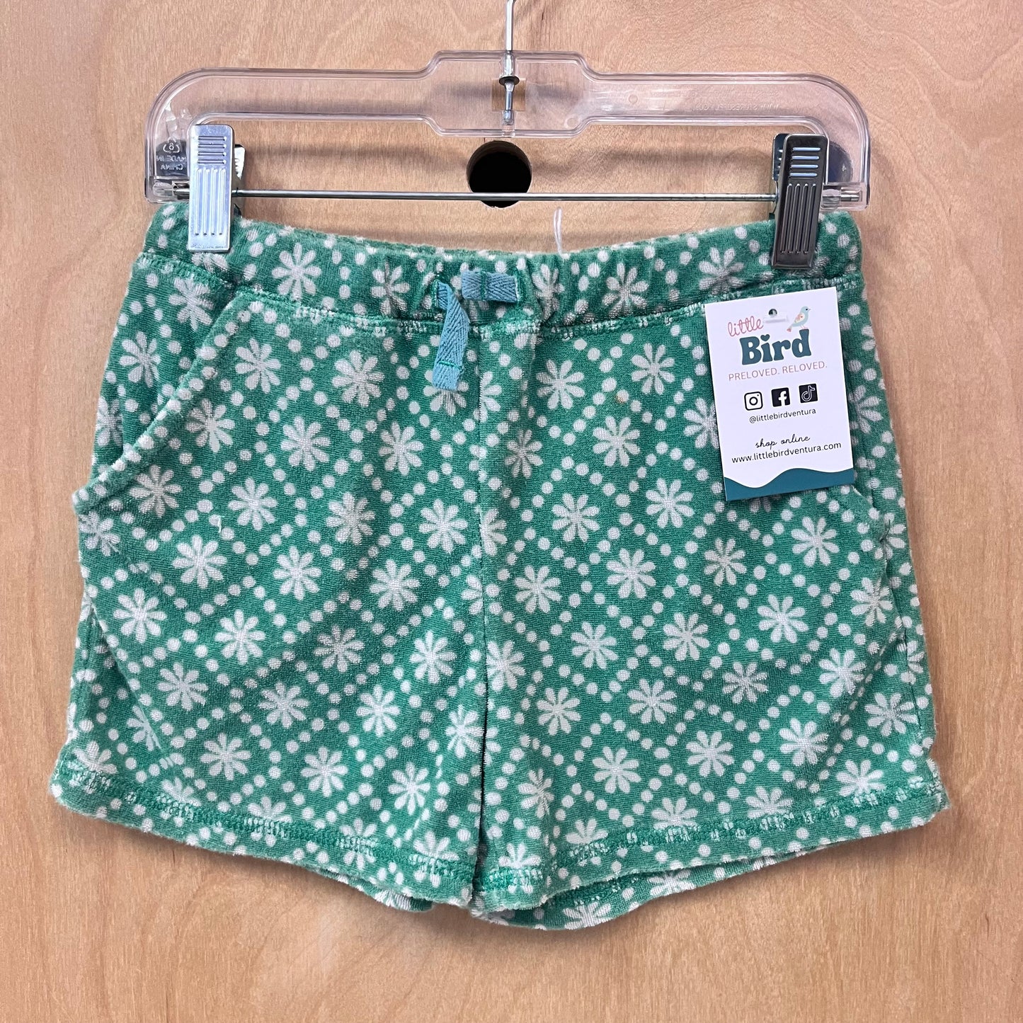 Green Terry Floral Shorts