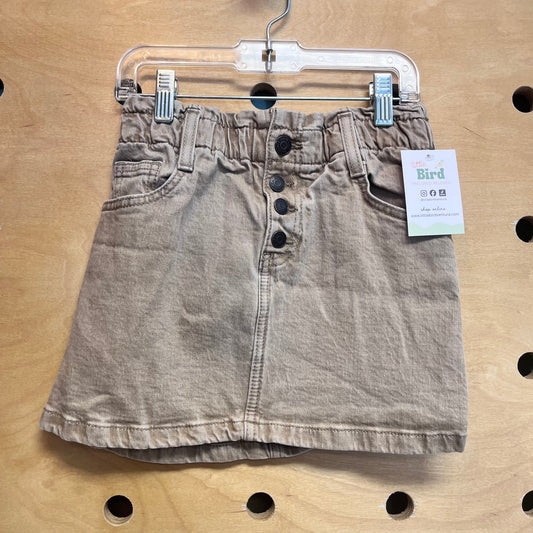 Tan Denim Paper Bag Waist Skirt