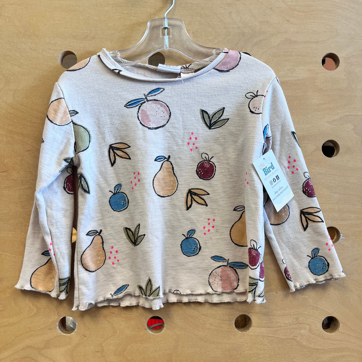 Cream Fruits Lettuce Hem Top