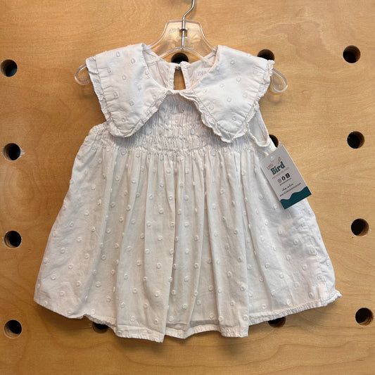 White Swiss Dot Smocked Top