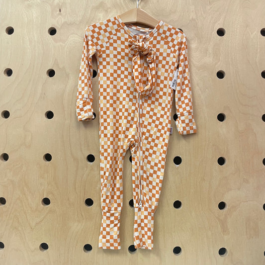 Orange Checkered Bamboo Zippy & Headband